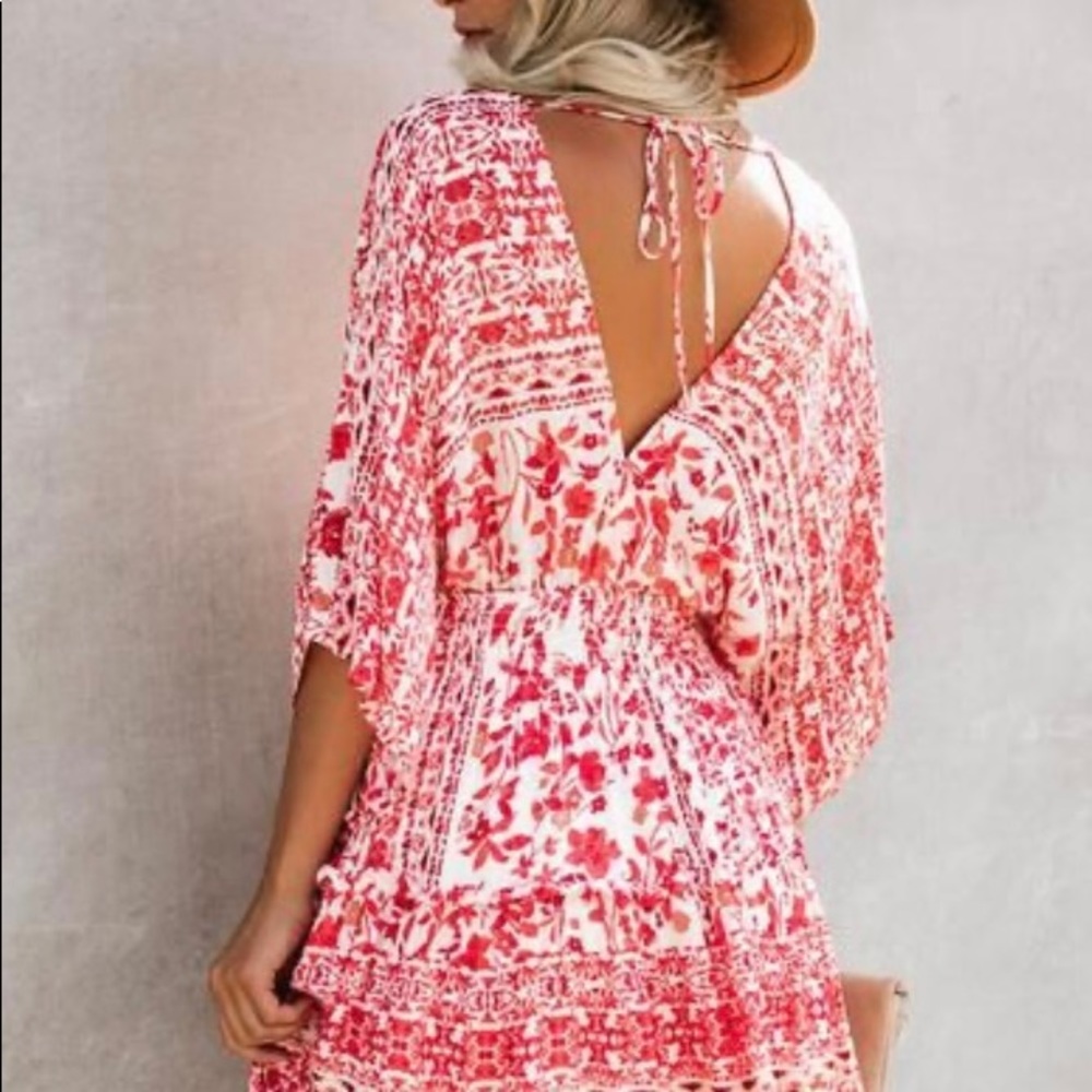 VICI Odessa Floral Kimono tiered babydoll dress